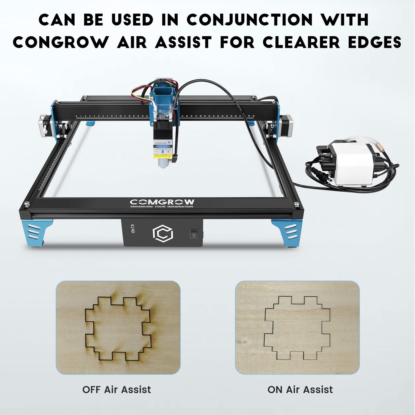 Comgrow Z1 Laser Engraver 10000mW Output Power, 24V Desktop Laser Cutter and Engraving Machine with Eye Protection Compressed Laser Spot 0.08mm, 10000mm/min Diode Laser Cutting for Metal Wood, Laser 4