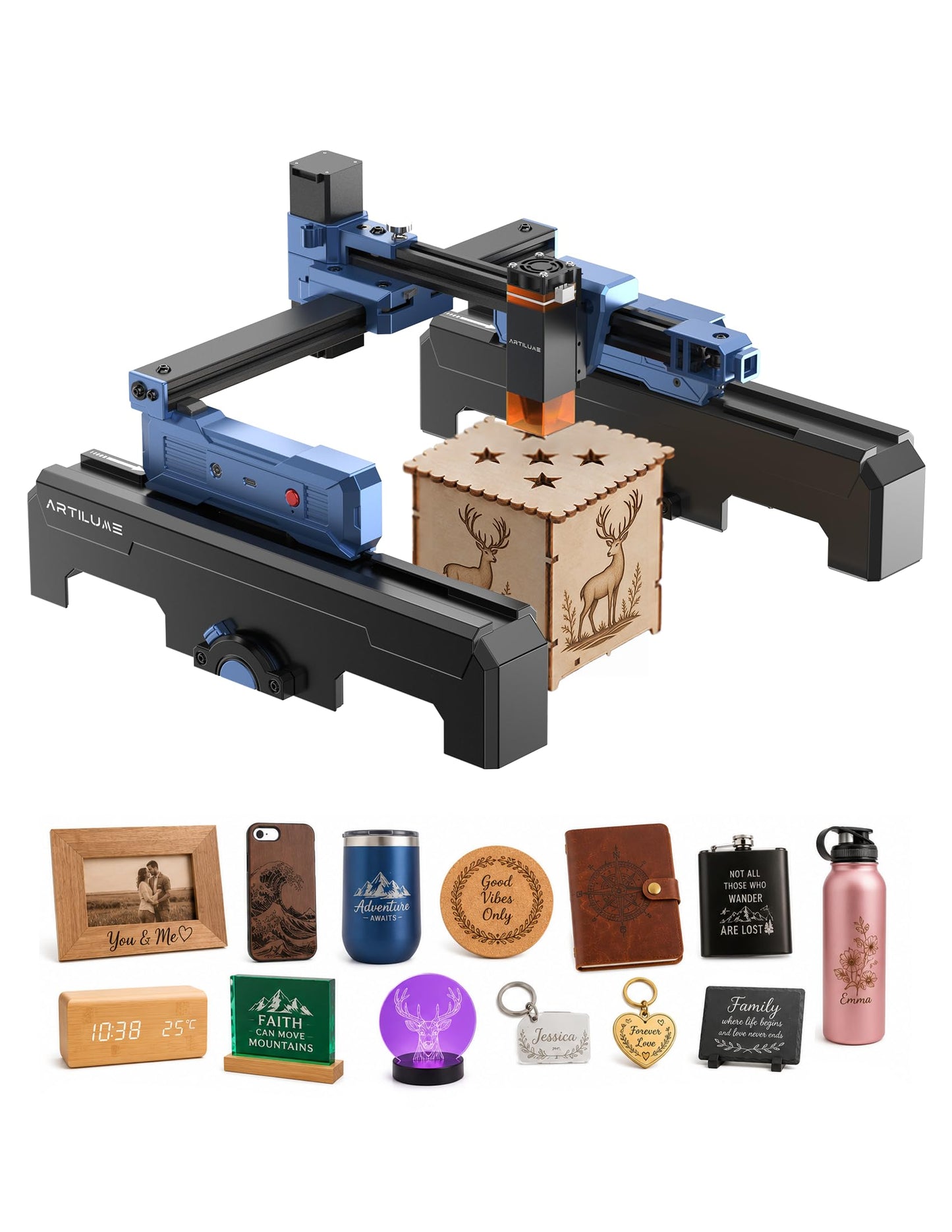 T1 Laser Engraver Machine 7000mW with APP, Foldable and Portable Laser Engraver with Height Extension and Cover, Higher Accuracy Engraver and Cutter for Wood Leather Acrylic, 200x150mm Engraving Area