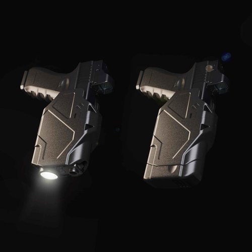 Orpaz Delta G23 Light Bearing Holster Compatible with Glock 23 Holster with Light, Level II Modular Flashlight Adapter and Innovative Flashlight Protector Cap - Unisex (Paddle, Right)