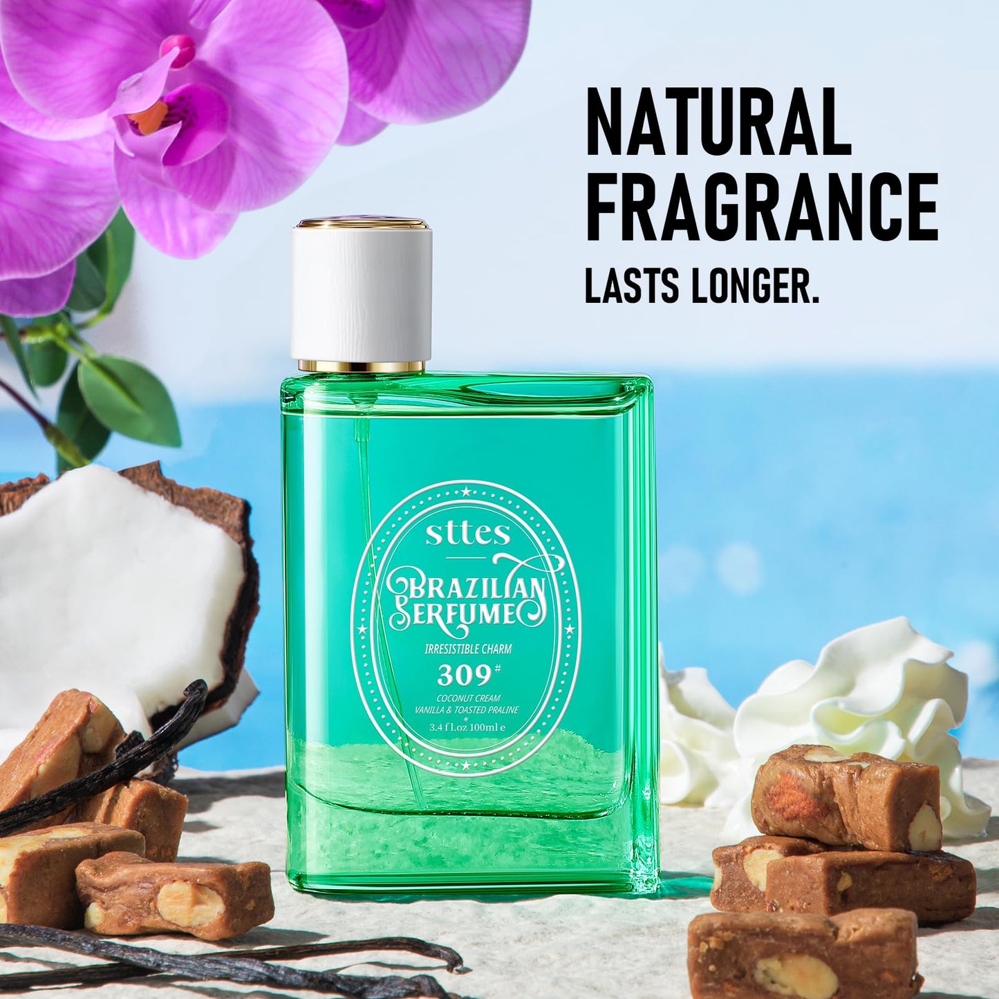 Sttes Perfume 309# (Irresistible Charm) – Eau de Parfum 100ml (3.4 fl oz) – Coconut Cream, Vanilla, Toasted Praline