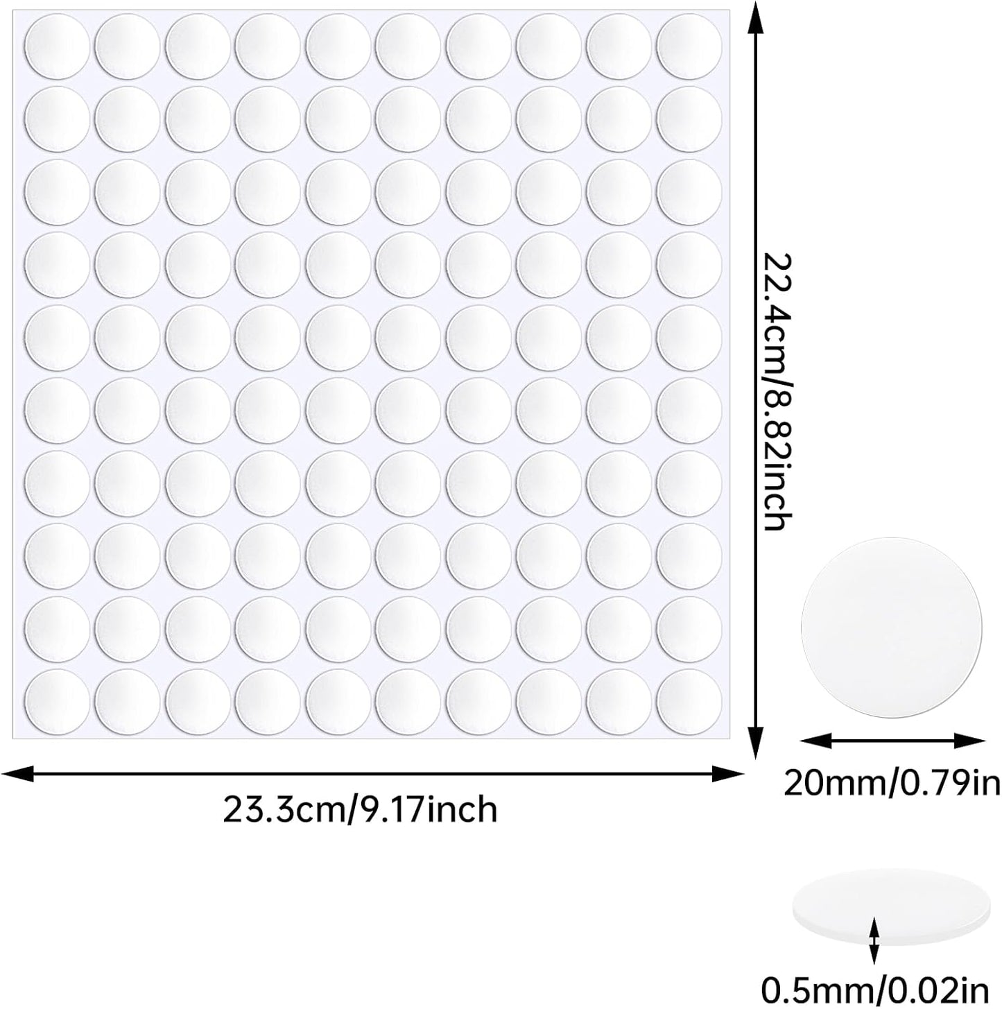 JANYUN 1500 Pcs Double Sided Sticky Dots Removable Round Putty Clear Double Sided Tape for Crafts No Trace Sticky Tack Adhesive Tape (20 mm)