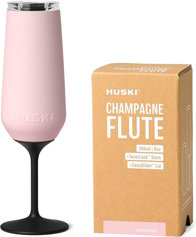 Huski Champagne Flute | NEW | Award-winning Design with Detachable Stem | Premium Stainless Steel Champagne Glass with Lid...