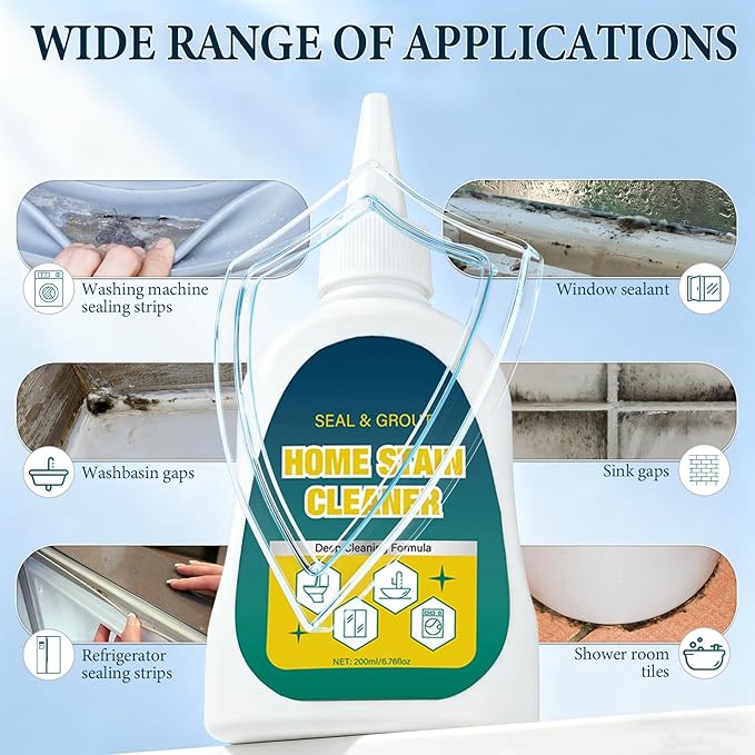 Home Stain Cleaner-7 OZ Fast-Acting All-Purpose Deep Cleaning Gel for Bathroom, Kitchen, Laundry & Room, For Targets Tile Gaps, Washing Machine Seals, Fridge Rubber, Wall & Shower Stains