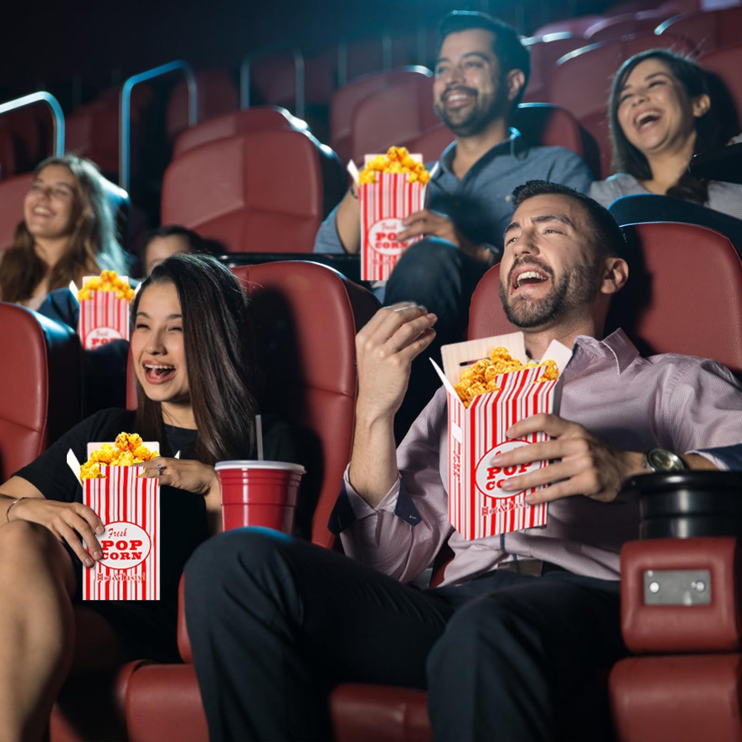 Bekith 100 Pack Paper Popcorn Boxes, Close-Top Popcorn Containers Cups Bucket for Movie Party and Theater Night