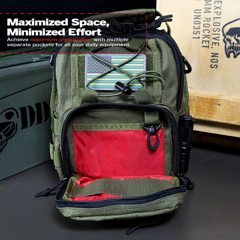 DDT Death Dealer Tactical Night Stalker Small Sling EDC Bag, Color OD Green