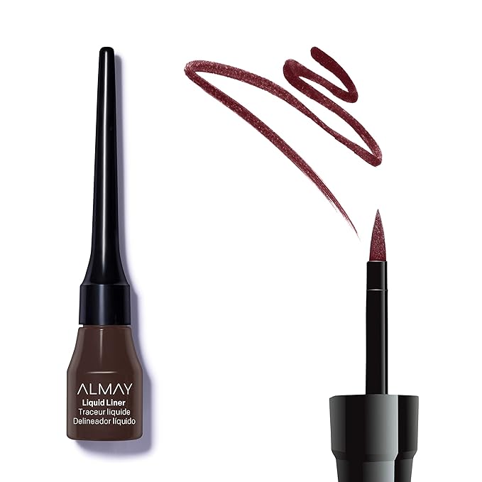Almay Liquid Eyeliner, Waterproof, Fade-Proof Eye Makeup, Easy-to-Apply Liner Brush, 222 Brown