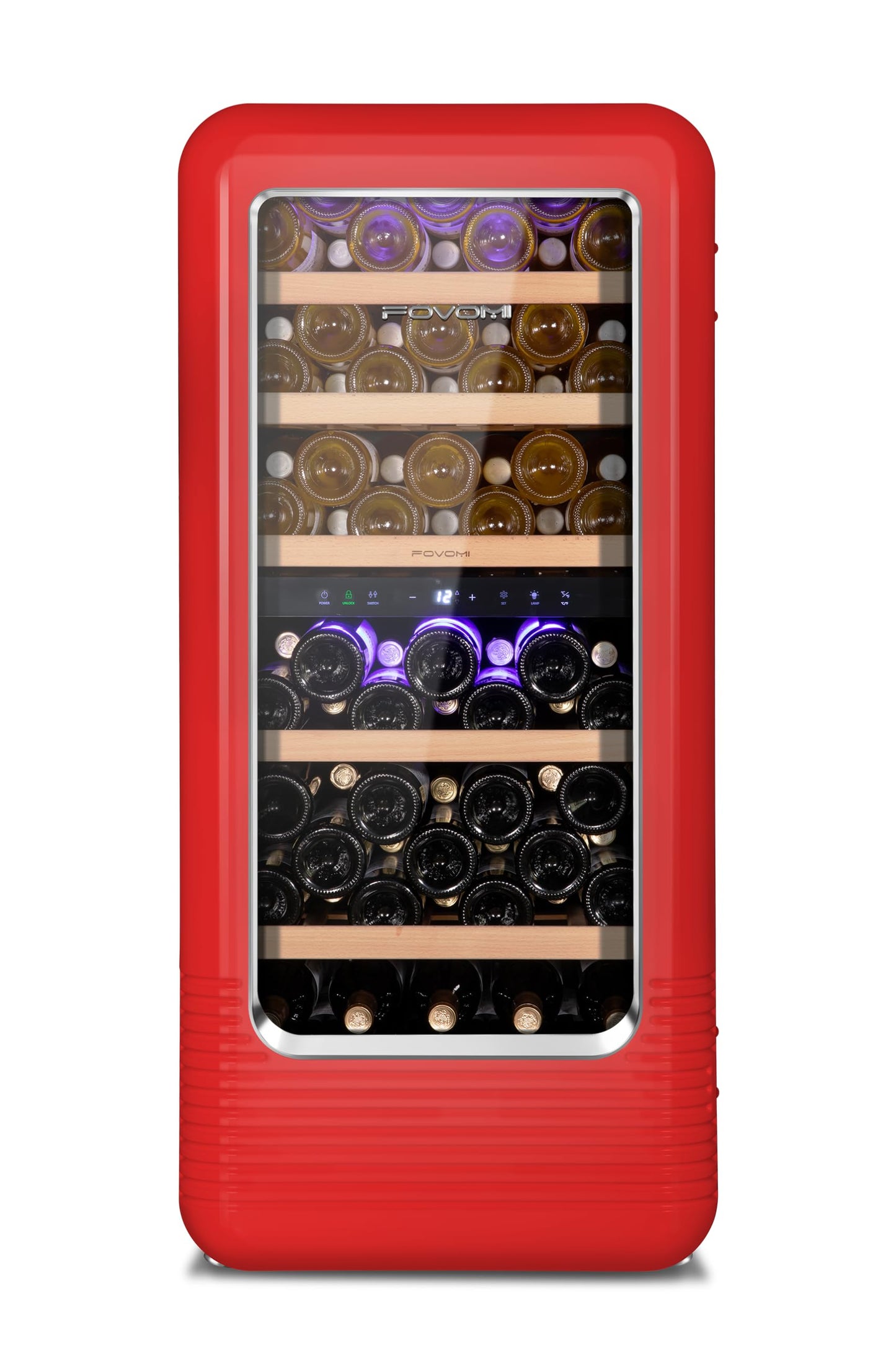 FOVOMI Wine Fridge,91-bottle Wine Cooler Refrigerators Dual Zone Large Wine Beverage Freestanding Cellar,Holds 91bottles (Red)