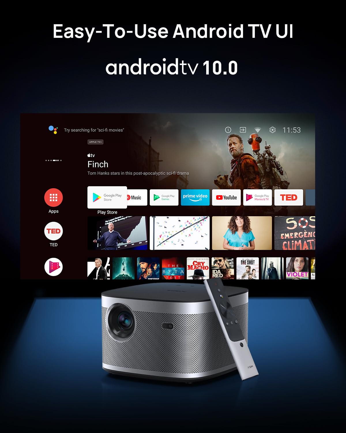 XGIMI HORIZON 1080p FHD Projector 4K Supported Movie Projector, 1500 ISO Lumens, Harman Kardon Speakers, Android TV 10.0, Auto Focus, Auto Keystone Correction, Auto Object Avoidance, WiFi Bluetooth