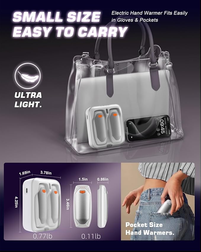 Kesguar Hand Warmers Rechargeable - 2 Pack 14000mAh AI Electric Hand Warmers with Charging Case, Magnetic 2 in 1 Pocket Handwarmers, Portable Heater Gifts for Women/Men/Golf/Camping/Hunting