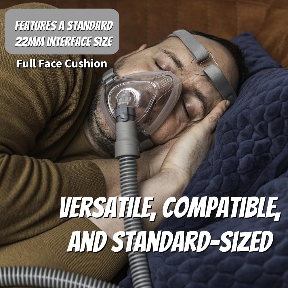 Full Face CPAP Mask, Upgrade CPAP Masks Silicone Soft Perfect Sealing Nose Maskswith Headgear, Elbow/Swivel and Cushion, CPAP Supplies Suitable for Various Models of Machines (S)