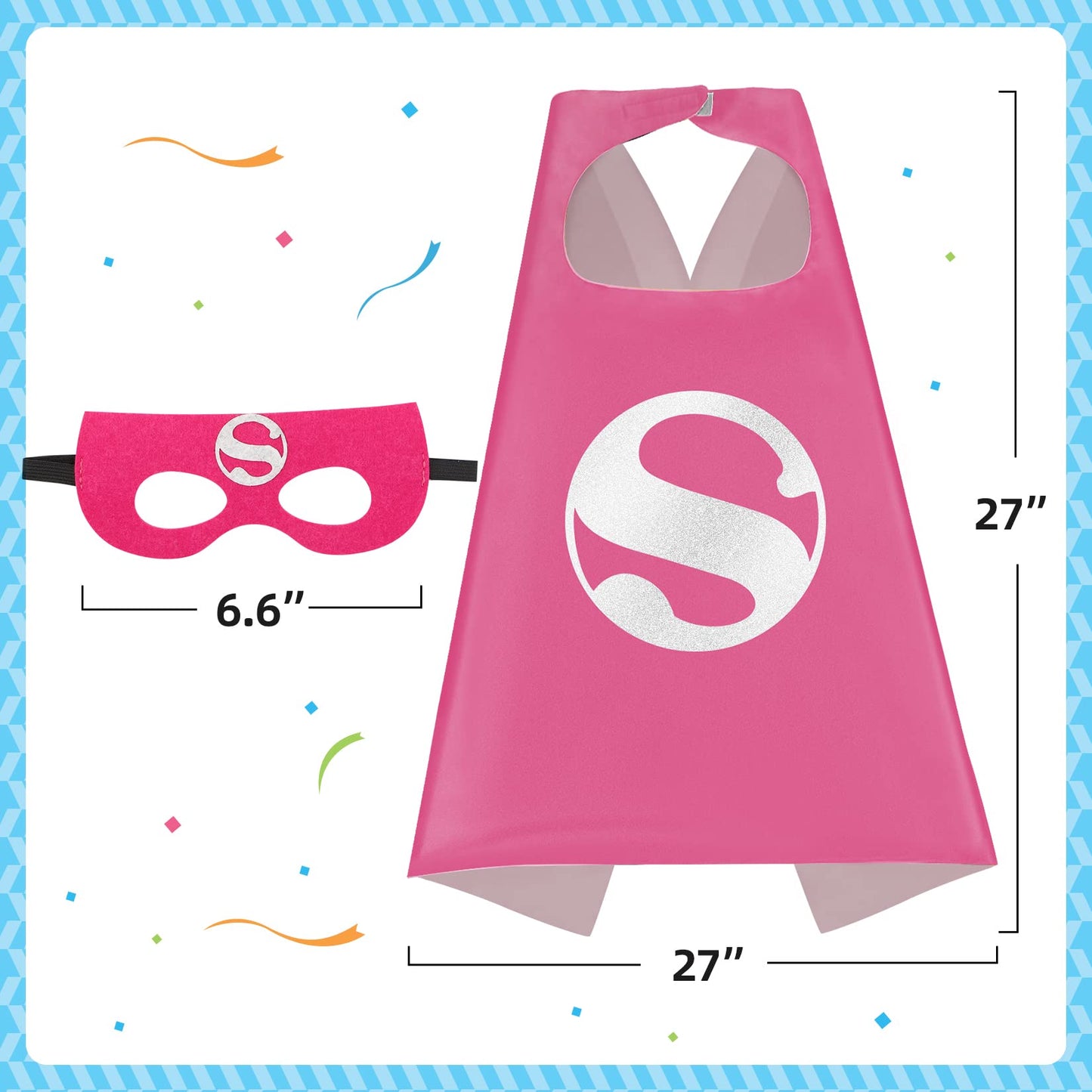 Mizzuco Dress Up Capes for Kids Superhero Cloak with Mask and Waistband Halloween Costumes and Party Dress up(Rose White)