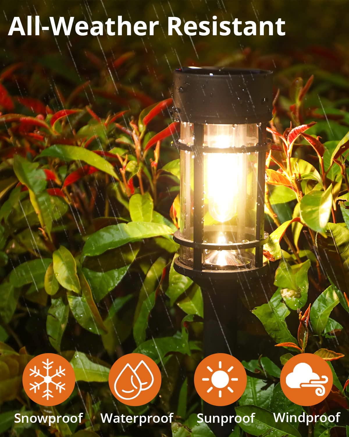ILANCK Solar Lights Outdoor Waterproof, 8 Pack 21" Solar Pathway Lights with Metal & Glass, Auto On/Off Garden Lights for Yard, Landscape, Walkway Outdoor Decor