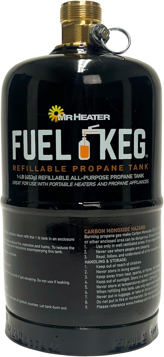 Mr. Heater Fuel Keg. - 1 lb. / 16 oz. Empty Refillable Propane Tank – DOT Certified
