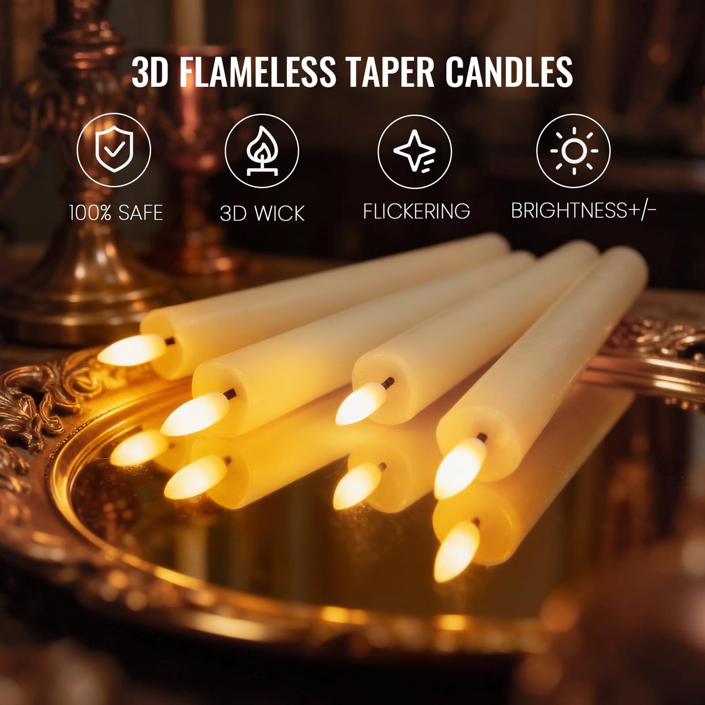 Rechargeable Flameless Taper Candles, 6 Pcs Real Wax Rechargeable LED Candles Flickering with Remote Timer and Charging Base, Battery Operated Candlesticks for Christmas Wedding Party Home Decor