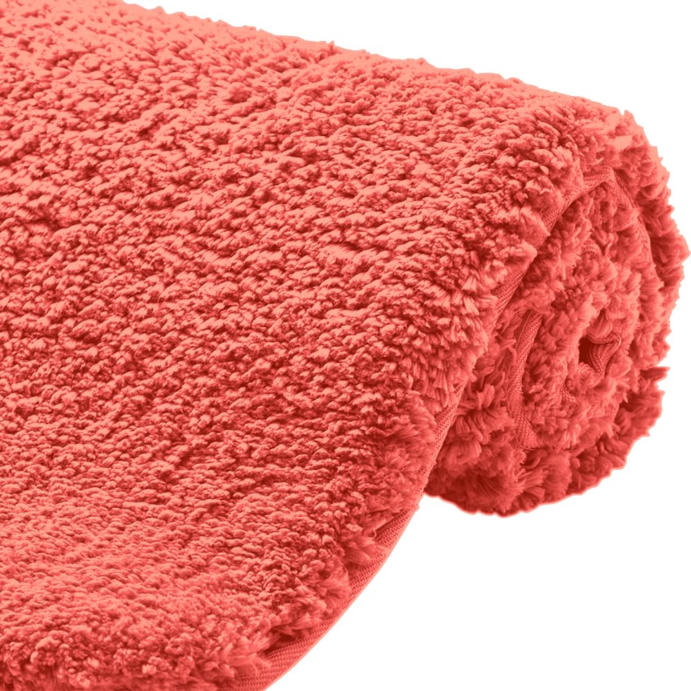 GORILLA GRIP Premium Luxury Bath Rug, Absorbent, Soft, Thick Shag, Plush Bathroom Mat Rugs, Machine Washable, Microfiber Quick Dry, Mats for Shower, Bathtub and Floor Accessories, 24x17, Coral