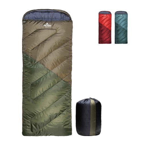 Teton Celsius Regular 0F Degree Sleeping Bag - All-Weather Sleeping Bag for Adults and Kids - Camping Made Easy and Warm. Compression Sack Included