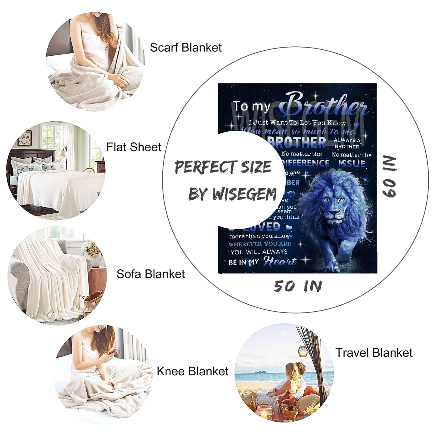 Wisegem Gifts for Brother - Big Brother Gift 60"x 50" Blanket - Birthday Gifts for Brother - Gift for Brother from Sister Brother- Funny Brother Presents - Cool Little Brothers Graduation Gift Ideas