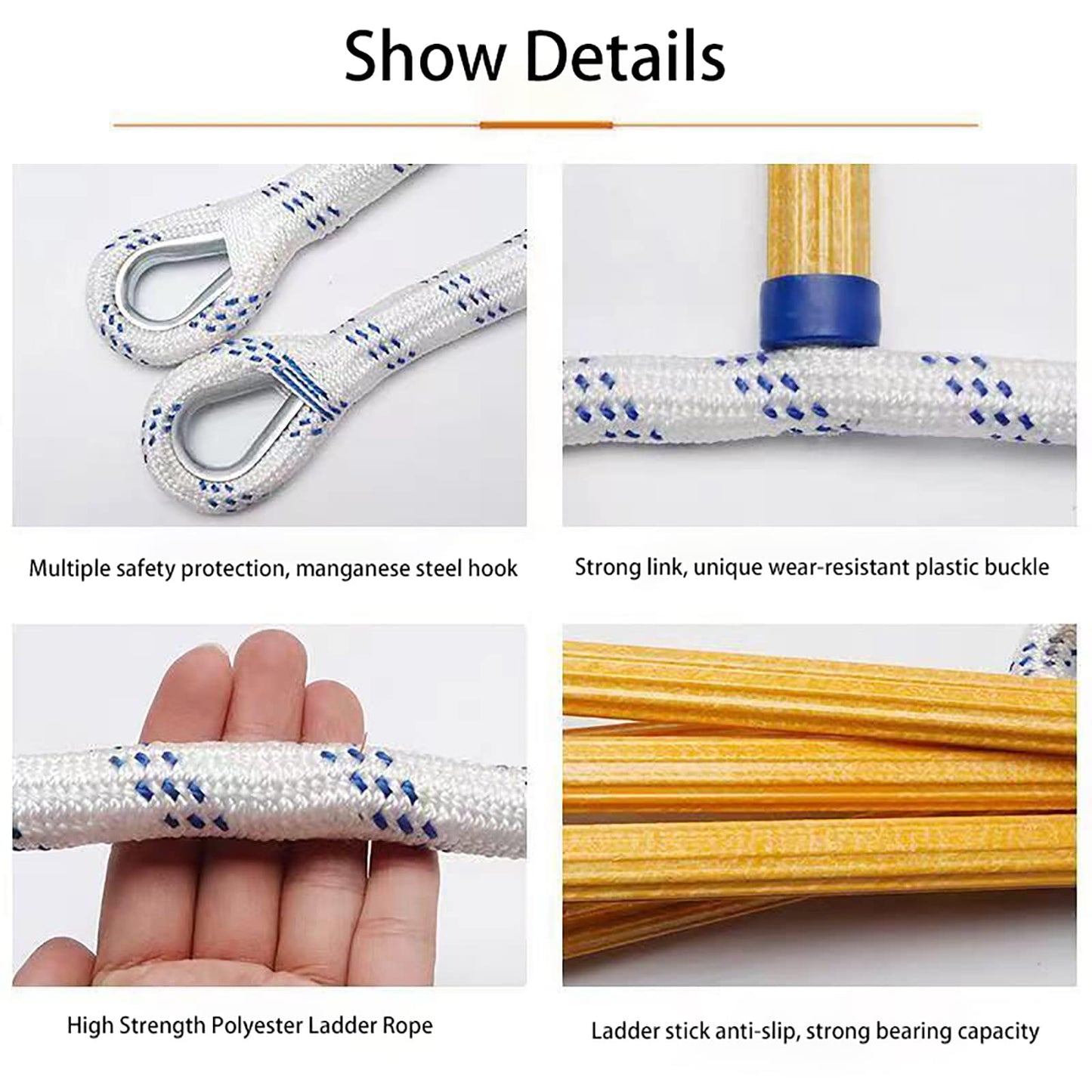 13ft Fire Escape Rope Ladder Emergency Fire Ladders Fire Escape Ladder for 2 Story