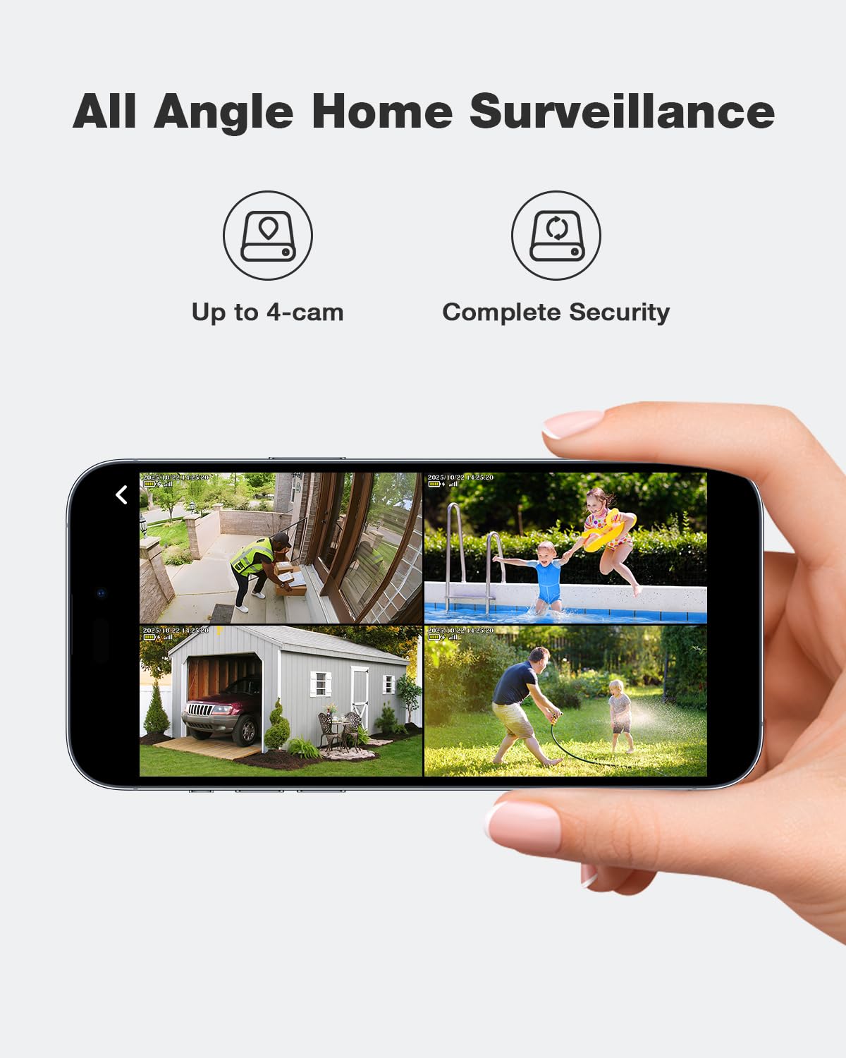 SEHMUA-4MP Security Cameras Wireless Outdoor (2-cam-kit), No Subscription Required, Solar Powered, 360° Full Panoramic View, 2K Color Night Vision,5G & 2.4G Compatible, Home Security System for House