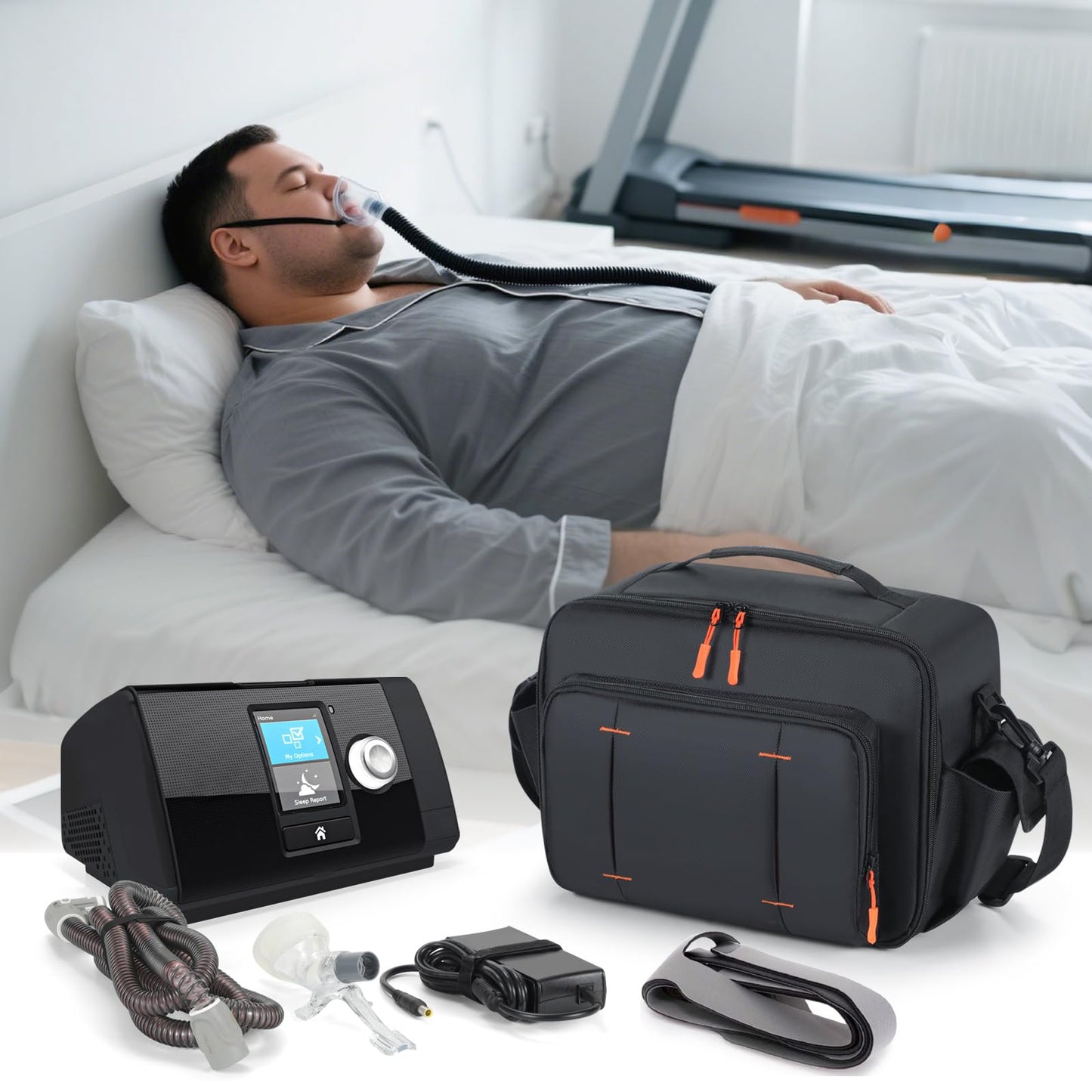 KANG YU Portable Carrying Bag Compatible with ResMed AirSense 11 CPAP, Travel Bag Compatible with AirSense 11/10/10 elite, Philips Dreamstation, 3B Medical Luna G3, XT Fit