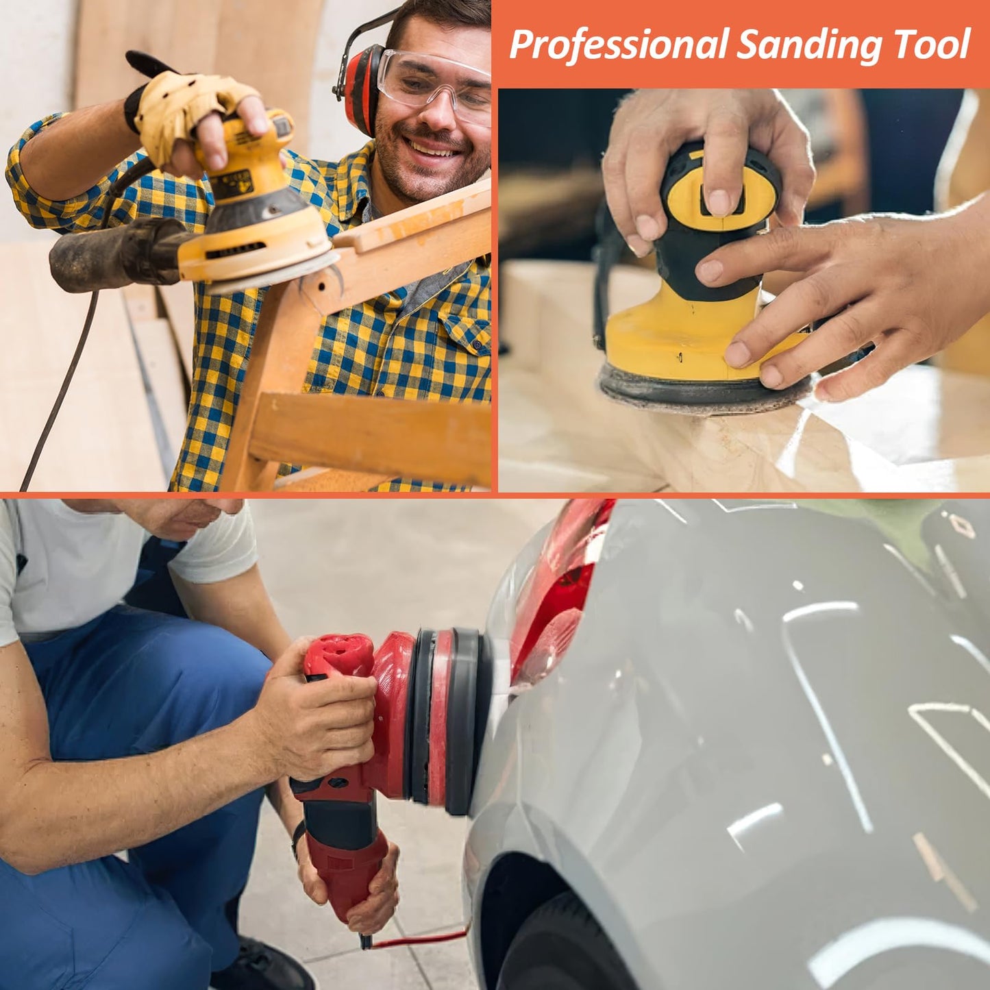 Mkobon 4 Pack 5 Inch 8 Holes Foam Sanding Pads, Soft Density Interface Pad, Hook and Loop Sponge Cushion Buffer Backing Pad for Orbital Sander