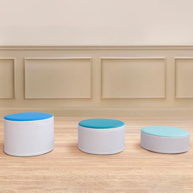Back2School Express Round Two-Tone Ottomans, Flexible Seating, Contemporary, 3-Piece