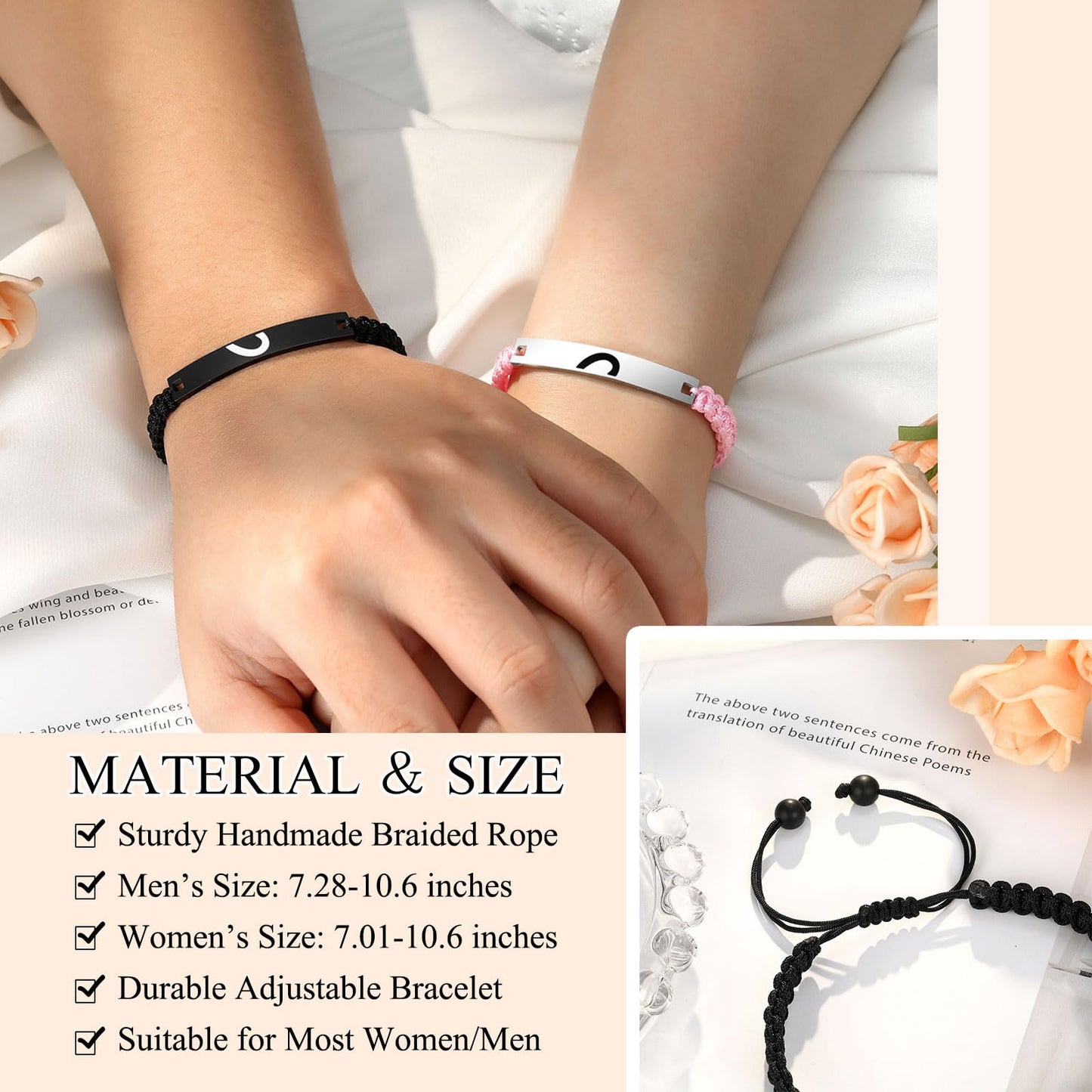 UPROMI Brother Gifts from Sister Bracelets Christmas Fathers' Day Birthday Gifts for Adult Older Big Little Brother Sister