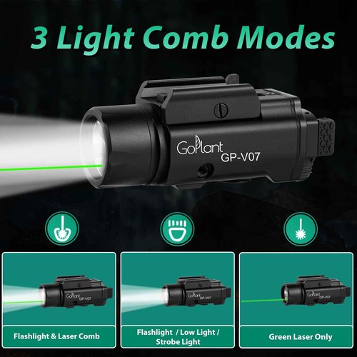 2250 Lumens Weapon Laser Light Combo - Adjustable Rail-Mounted Weapon Light Laser Flashlight, Aircraft-Grade Aluminum Magnetic Rechargeable LED Strobe Tactical Gun Light Combo