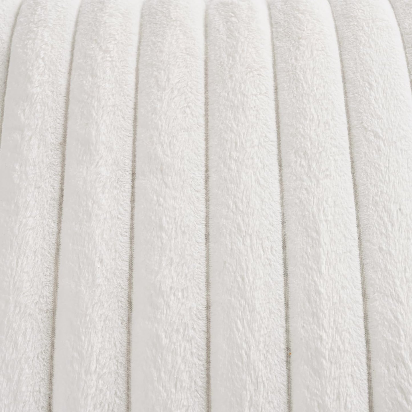 Volcanics Set of 4 Faux Fur Plush Decorative Throw Pillow Covers 20x20 Inch, Luxury Striped Cushion Cases Soft Fluffy Accent Pillowcases for Sofa, Couch and Bed, Cream White