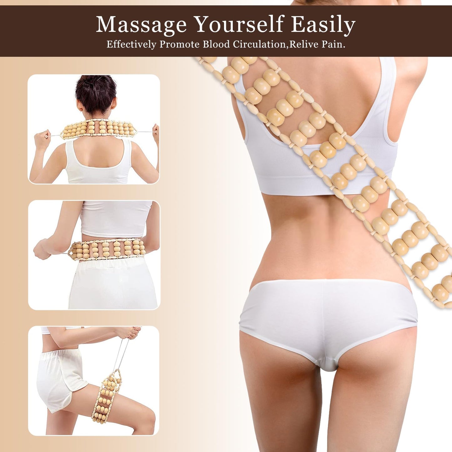 BONUMVITA Wooden Massage Tools Set, 5-in-1 Wood Therapy Massage Tools for Body Sculpting, Lymphatic Drainage Massager Manual Wooden for Maderoterapia, Guasha, Relief Muscle