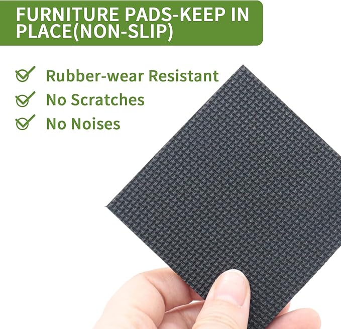 COVERCORNER Non Slip Furniture Pads 16 PCS 3'' Square - Anti Slip Furniture Pads - Self Adhesive Rubber Feet Furniture Feet - Chair Leg Floor Protectors - Keep Furniture in Place