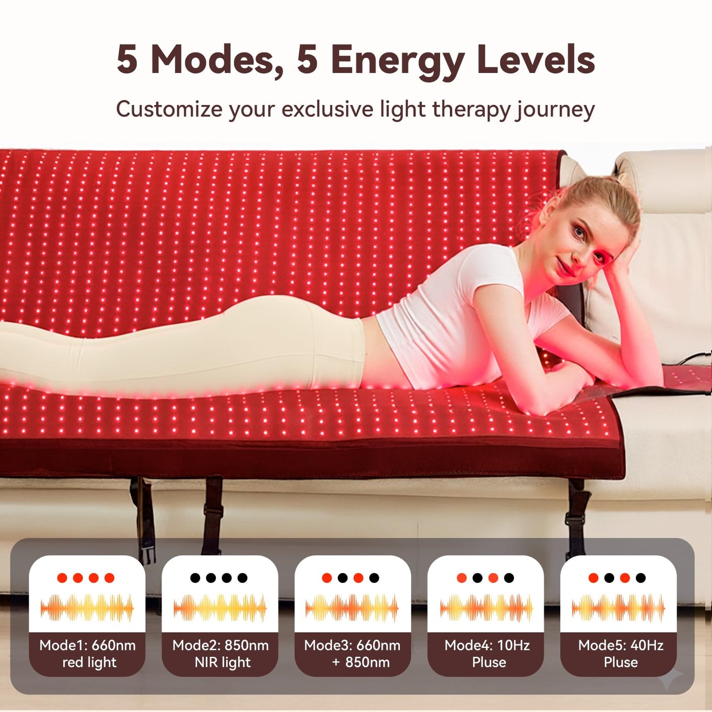 Extra Large Red Light Therapy Mat, High-Density LEDs Full Body Red Light Therapy, 660nm & 850nm Dual Wavelengths, Foldable Red Light Therapy Blanket with Timer,74.6" x 33.3"