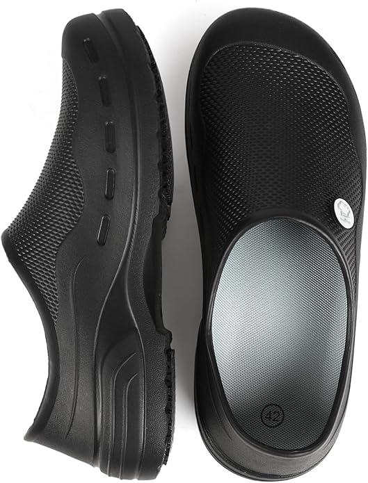 FFYLEN Chef Shoes for Men Non Slip Nursing Clogs Food Service Water Proof Oil Resistant Work Shoes for Kitchen Garden Rest...