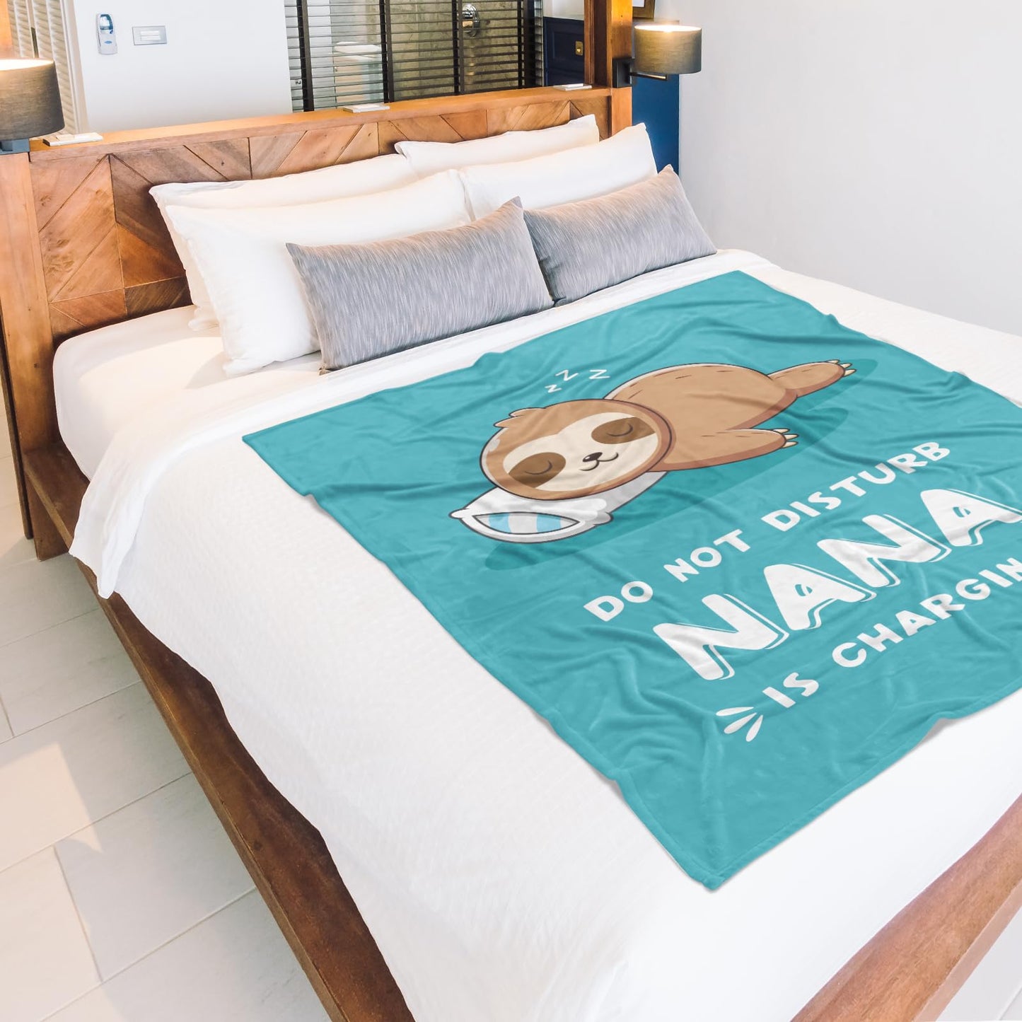Funny Nana Gifts, Nana is Charging Sloth Blanket, Nana Birthday Gifts, Gifts for Nana from Grandkids, Present for Nana Christmas Mothers Day, Super Soft Throws Blankets for Nana 60"X50"