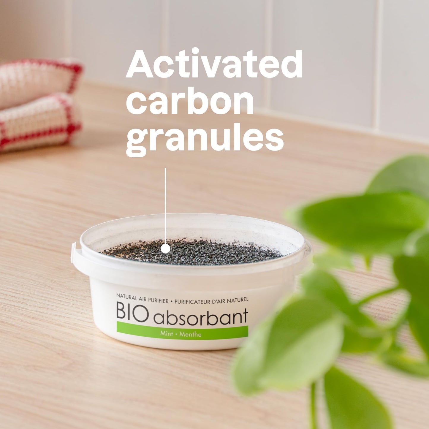 Attitude Bio Absorbant Air Purifier With Activated Carbon, Plant- And Mineral-Based, Vegan, Mint, 8 Ounces (Pack Of 3)