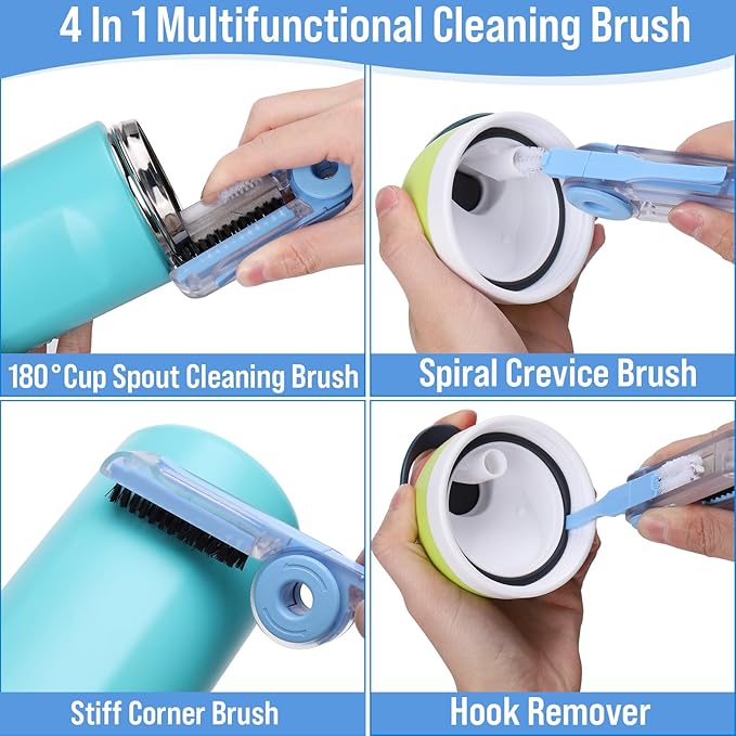 XANGNIER 5 Pcs Water Bottle Cleaner Brush Set for Owala 24oz/32oz/40oz Cup,Multifunctional Bottle Brush and Long Straw Cleaner Brush,Cleaning Kit for Owala/Stanley/Yeti Tumbler Cup Accessories