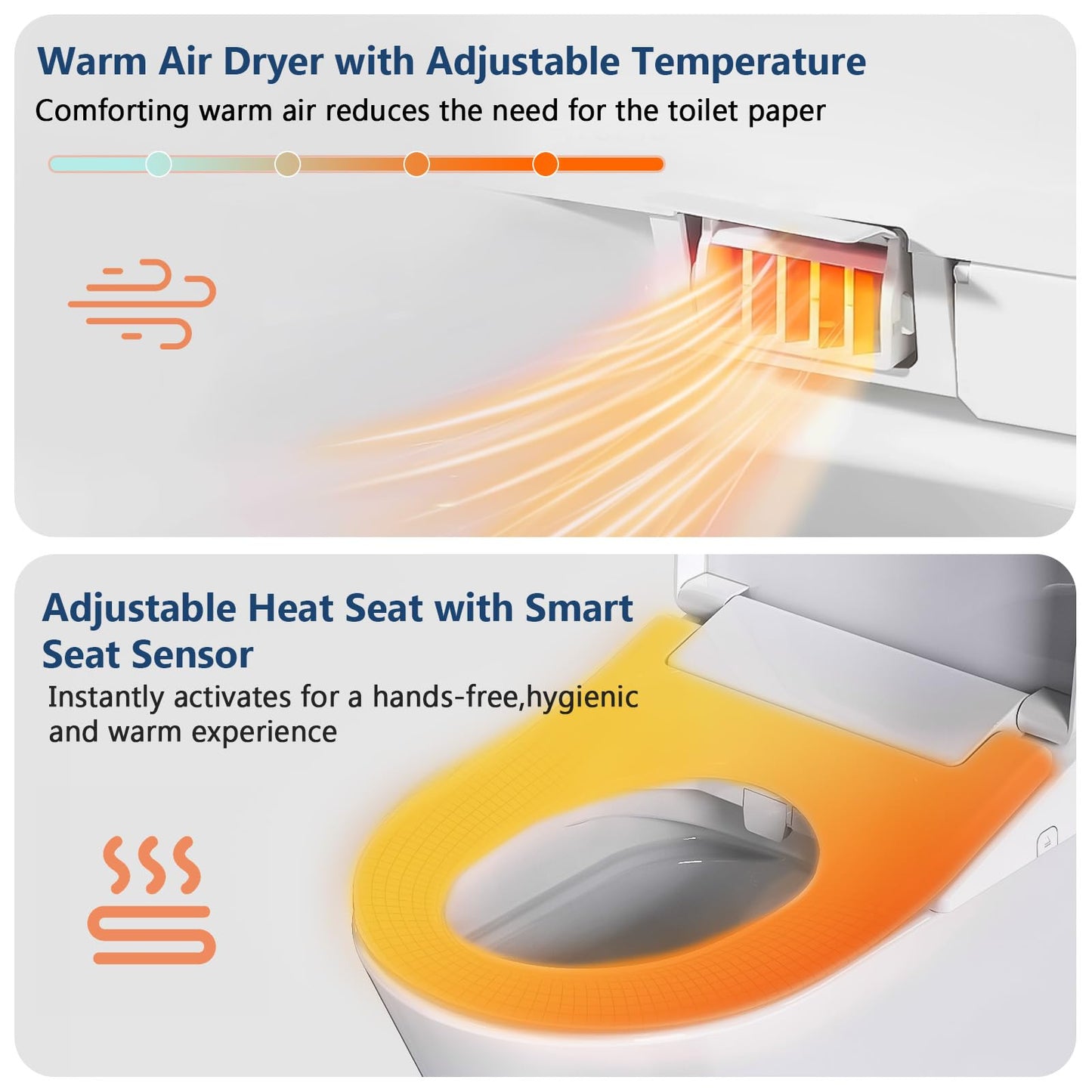 Electric Bidet Toilet Seat with Heated Seat, Endless Warm Water, Smart Bidet Toilet Seat Elongated, Separable Sittable Lid, Self-Clean Adjustable Nozzle | Wireless Remote | Quiet Operation