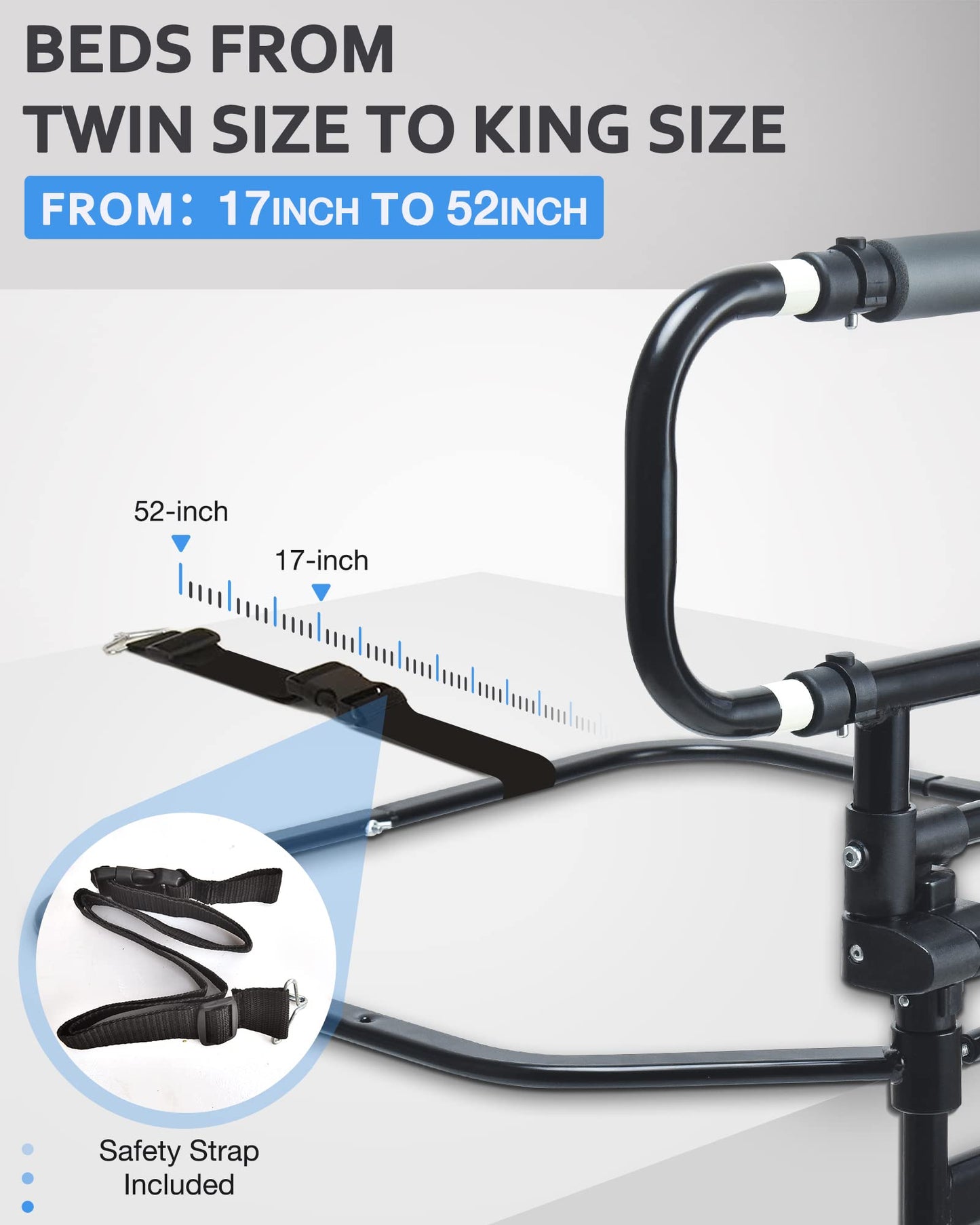 Sangohe Heavy Duty Bed Rail for Senior & Elderly and People Falling Out of Bed - Foldable Bed Assist Handle - 504E