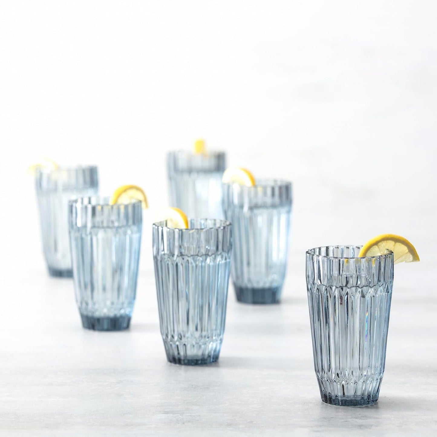 Fortessa Archie Glass Drinkware, Iced Beverage Glass (Set of 6), 15 Ounce, Dusk Gray