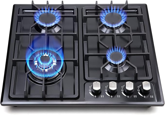 FORIMO Gas Cooktop 22Inch，Built in Gas Cooktop 4 Burners Stainless Steel Stove with NG/LPG Conversion Kit Thermocouple Pro...