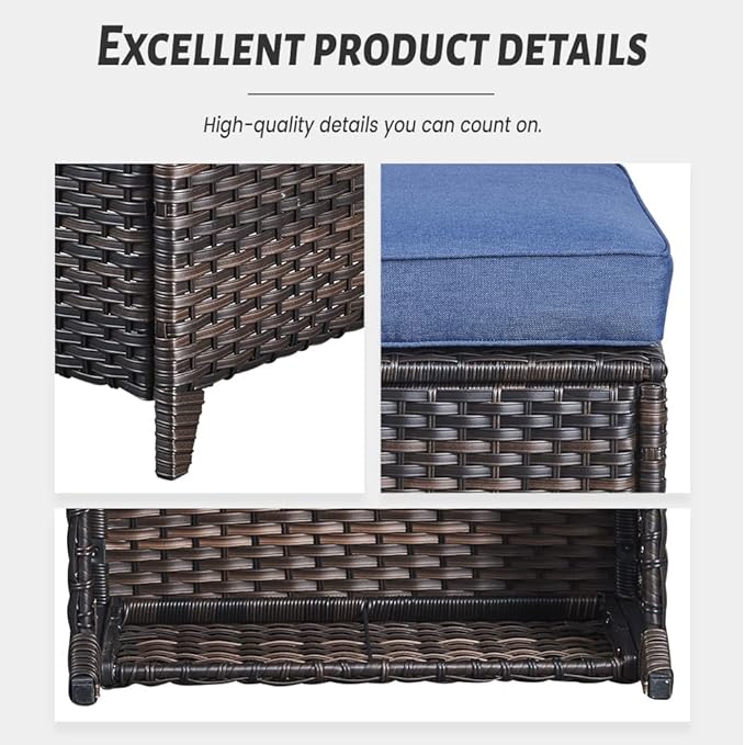 Belord 4 Pieces Patio Furniture Sets, Wicker Patio Swivel Glider Chair with Ottomans, Outdoor Furniture Set for Outside Porch, Deck, Balcony, Garden