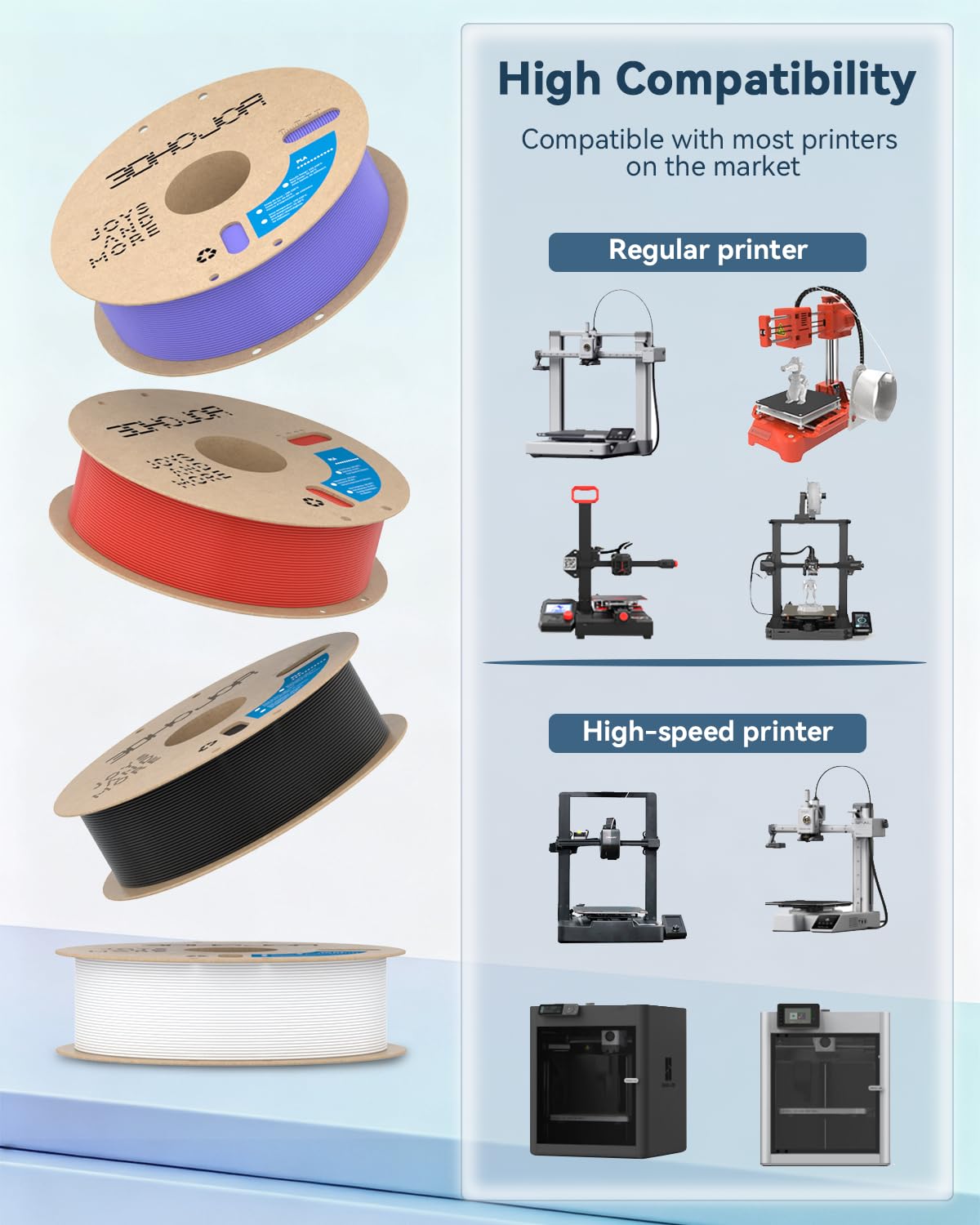 3DHoJor PLA Filament 1.75mm,3D Printer Filament,1kg Cardboard Spool (2.2lbs),Dimensional Accuracy +/- 0.03 mm,Vacuum Packaging,Odor Free, Clog Free,Fit Most 3D FDM Printer,Blue