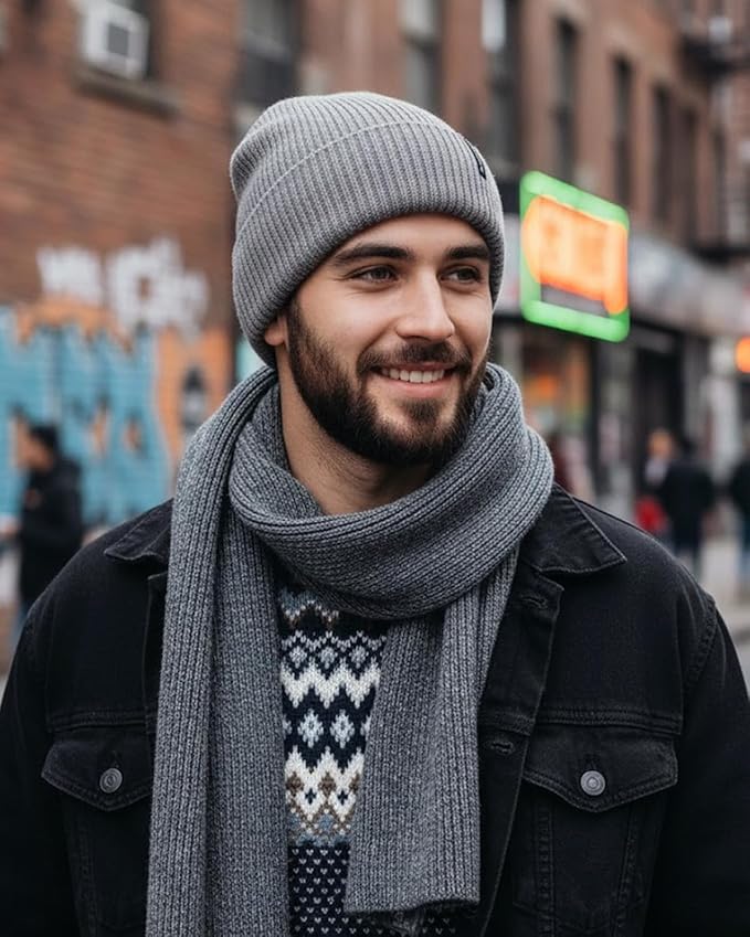 Zylioo Oversize Beanie Hats, XXL Big Size Ribbed Knit Cuffed Winter Hat for Cold Weather, Warm Skull Watch Cap