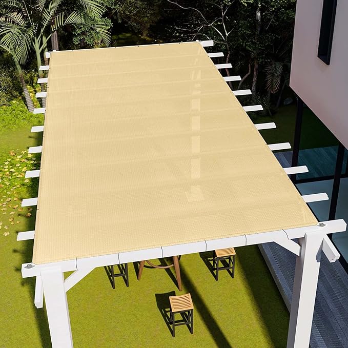 E&K Sunrise 10' x 34' Sun Shade Sail Straight Edge Rectangle Canopy Shade Cover with D-Ring Grommets UV Block for Outdoor ...