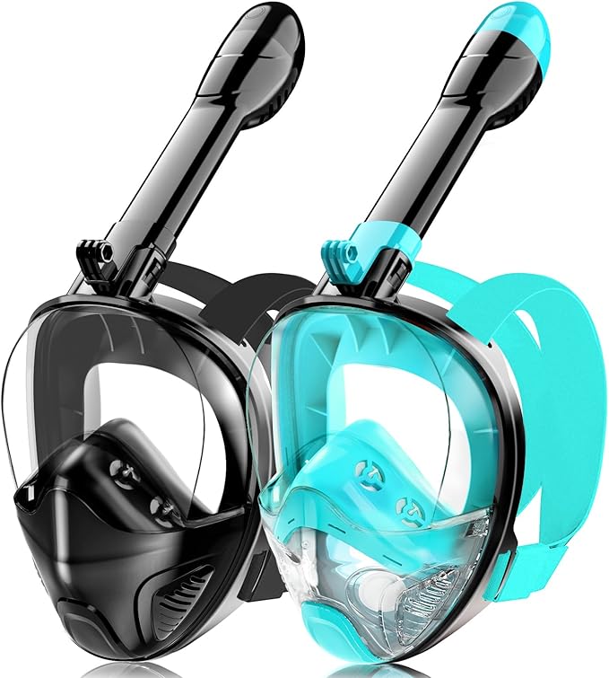 Full Face Snorkel Mask for Adults Teen, Snorkeling Gear with Detachable Camera Mount, Panoramic 180° View, Anti-Fog Anti-L...