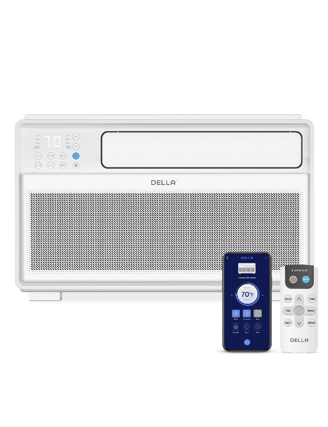 Della 12000 Btu Smart Inverter Window Air Conditioner Ultra Quiet Ac Unit Cools Up To 520 Sq.Ft, Energy Star Certified, Works Wi