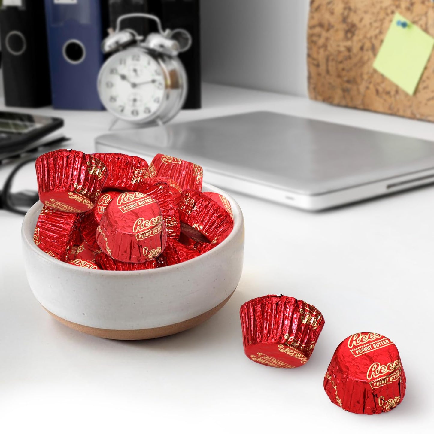 Bulk Milk Chocolate Peanut Butter Cups Miniatures 1 Pound - Individually Wrapped Chocolate Candy In Red Foil for Parties, Gift Bags, and Candy Buffets - Approx 55 Pieces