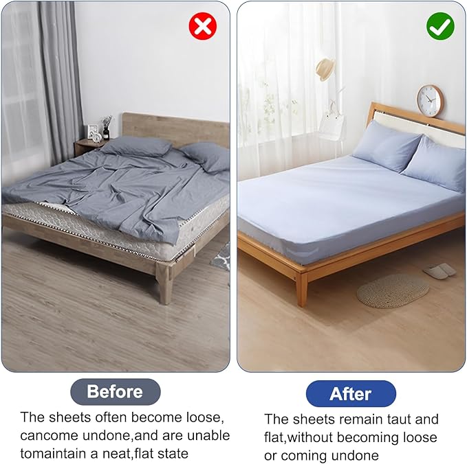 Sheet Holders, Secure Your Sheets Firmly in Place, Heavy-Duty Mattress Straps for No More Loose Sheets Easy Installation, Fits All Mattress Sizes 4 Pcs (Grey)