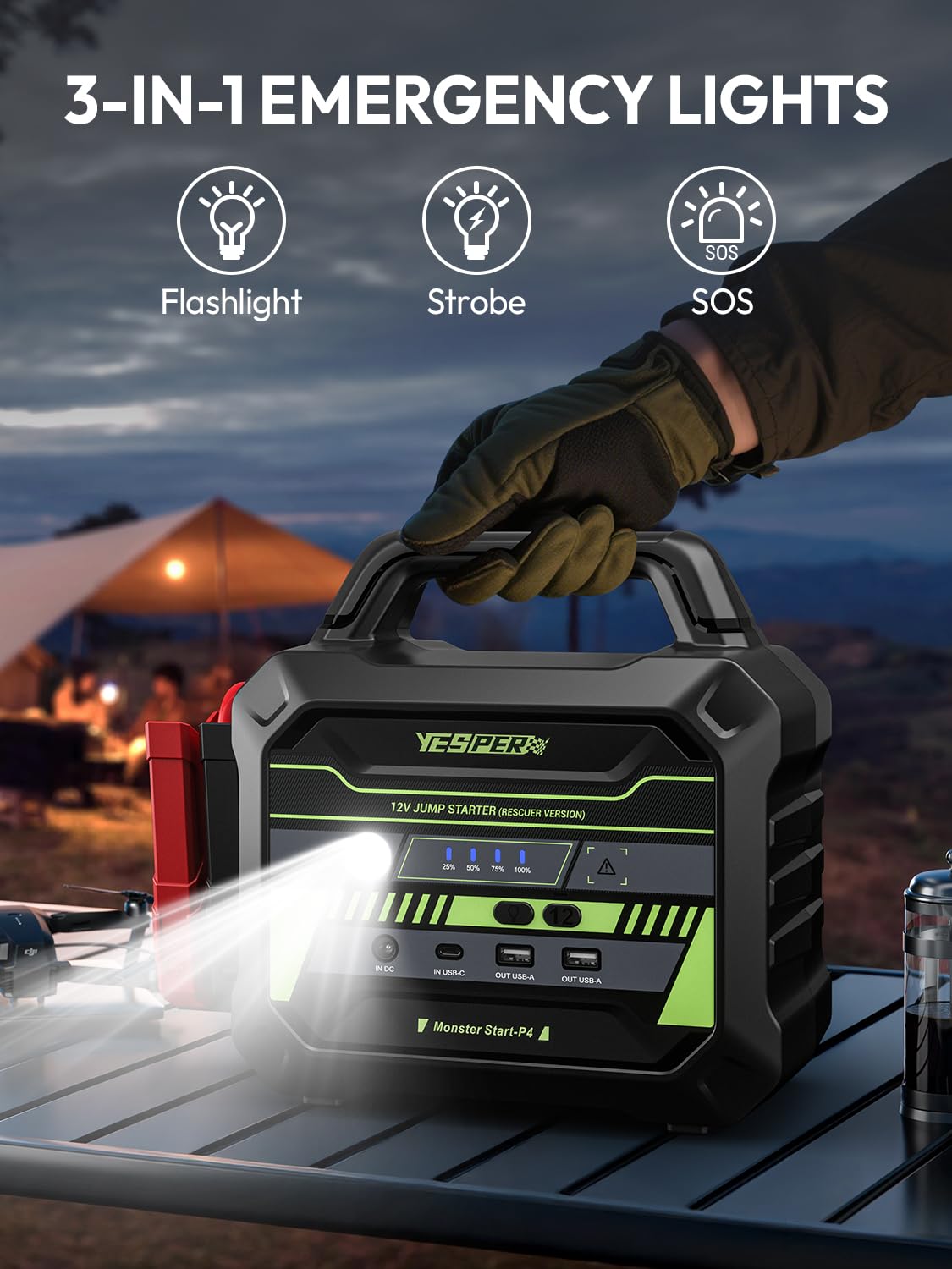 YESPER 6000A Car Starter Jump Box - 78000mAh Heavy Duty Truck Battery Jump Starter for All 12V Diesel & Gas, SuperSafe Portable Jump Pack, Powerful Force Start Jumper Box (-40°F to 140°F)