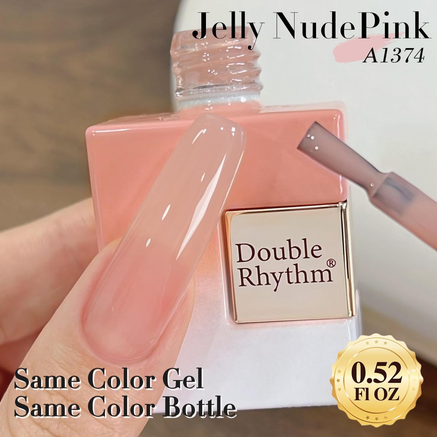 Double Rhythm Translucent Gel Polish Sheer Neutral Natural Light Milky Same Color Same Bottle 15ML Jelly Polish Art DIY at Home